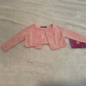 Princess Faith NWT Pink 100% Cotton Cardigan With Flowers Size 12 Months